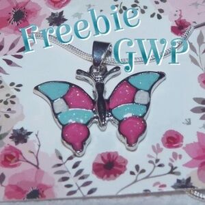 🎁 FREE w/$15 - GWP Fire Opal Fashion Jewelry Butterfly Necklace Pendant